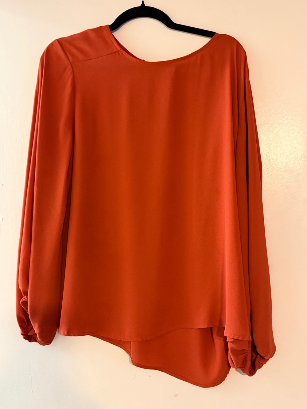 LOFT Long-Sleeve Blouse in Rust Orange